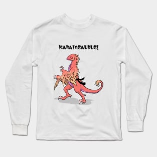 Karatesaurus - orange for bright backgrounds Long Sleeve T-Shirt